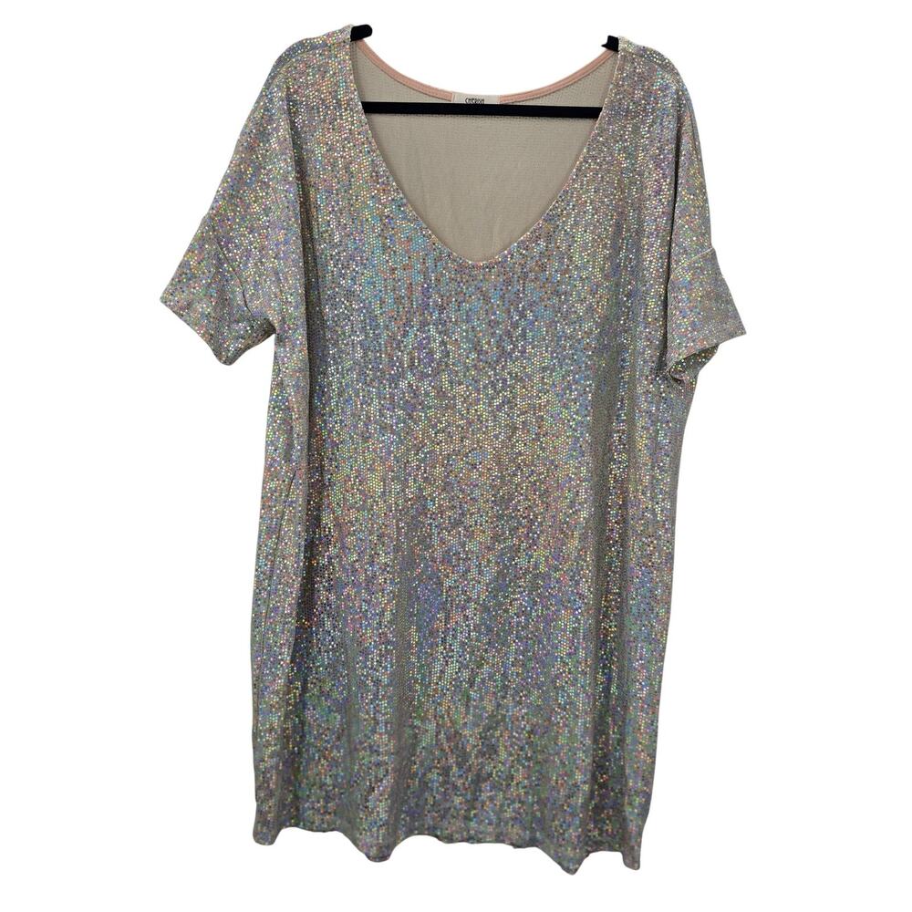 Cherish Dress Silver Sequin T-Shirt Large